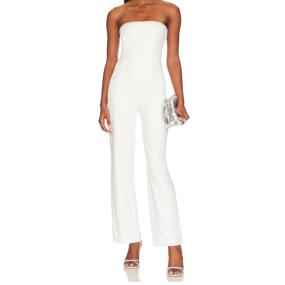 Keke strapless white jumpsuit perfect for brides
